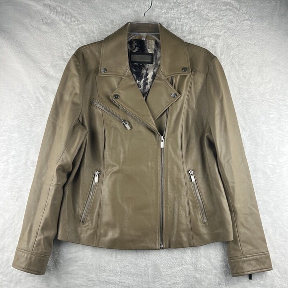 Wilsons Leather Women’s Lambskin Leather Motor Jacket Tan Size XL